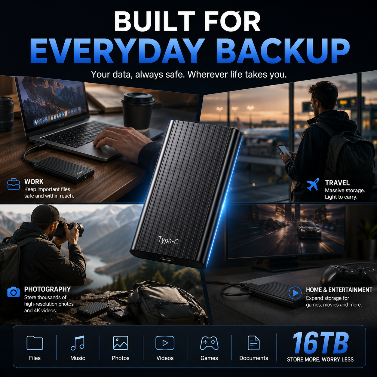 🏆16TB Large-Capacity Type-C Portable Mini SSD