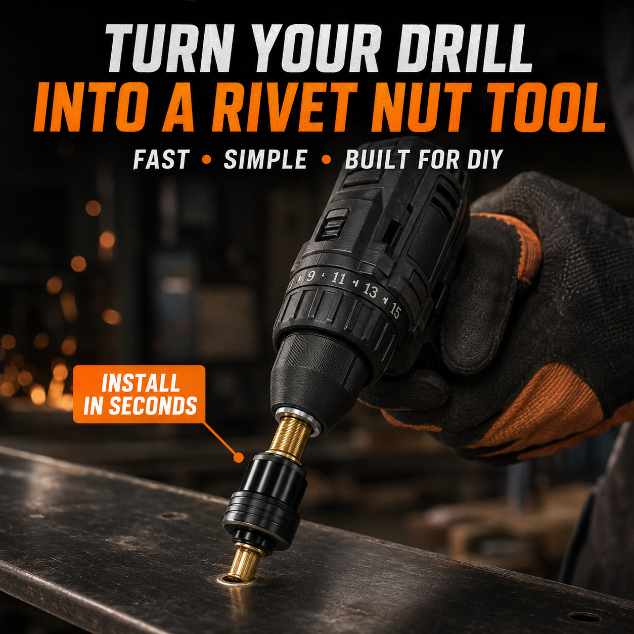 🔧5-Size Rivet Nut Tool Head Kit – Turn Your Drill Into a Rivet Nut Installer