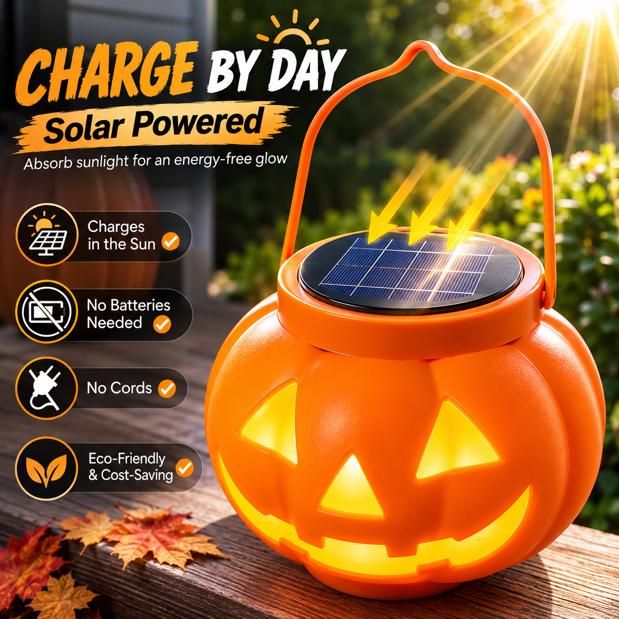Halloween Solar Pumpkin Lantern – Weather-Resistant Outdoor Jack-O’-Lantern Light