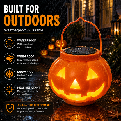 Halloween Solar Pumpkin Lantern – Weather-Resistant Outdoor Jack-O’-Lantern Light