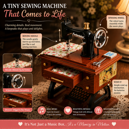 Vintage Mini Sewing Machine Music Box – Meaningful Keepsake for Mom & Grandma