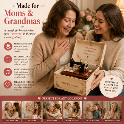 Vintage Mini Sewing Machine Music Box – Meaningful Keepsake for Mom & Grandma