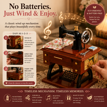 Vintage Mini Sewing Machine Music Box – Meaningful Keepsake for Mom & Grandma