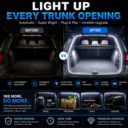 Universal Car Trunk LED Light Strip – Automatic Plug & Play Cargo Lighting