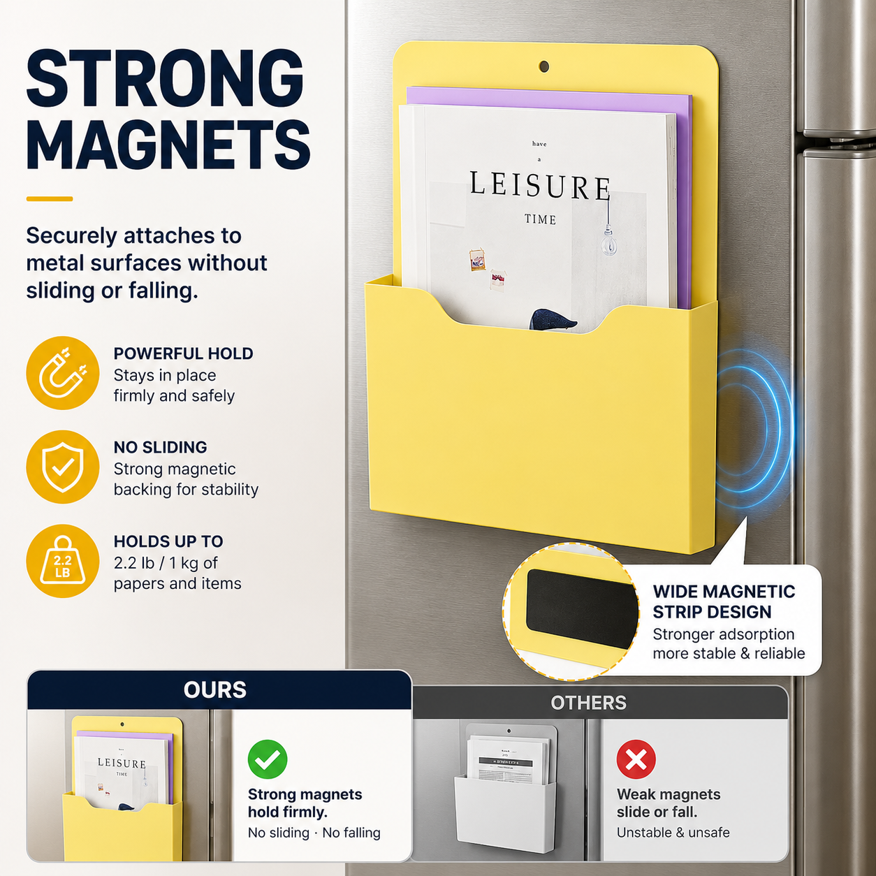 Magnetic Wall File Holder – A4 Document Organizer for Refrigerator & Office