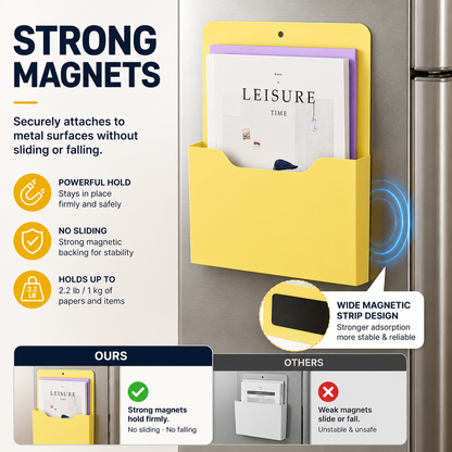 Magnetic Wall File Holder – A4 Document Organizer for Refrigerator & Office