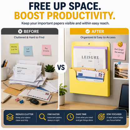 Magnetic Wall File Holder – A4 Document Organizer for Refrigerator & Office