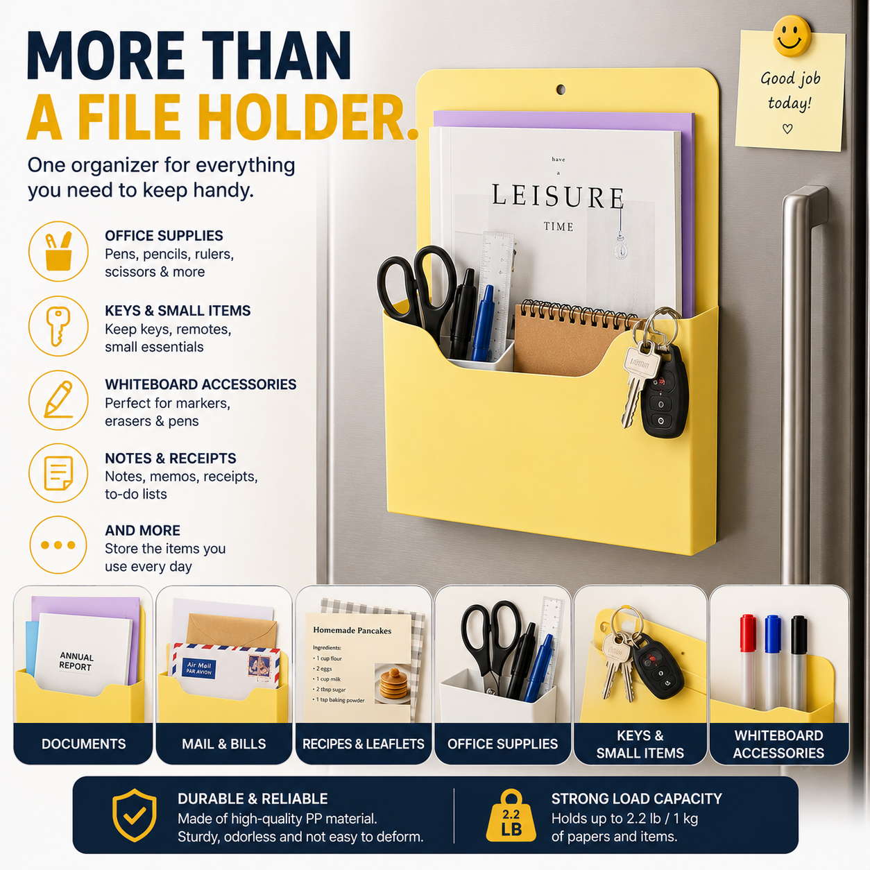 Magnetic Wall File Holder – A4 Document Organizer for Refrigerator & Office