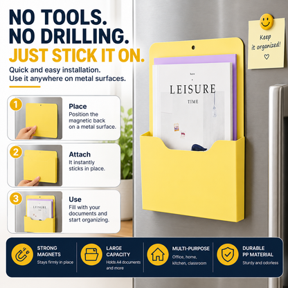 Magnetic Wall File Holder – A4 Document Organizer for Refrigerator & Office