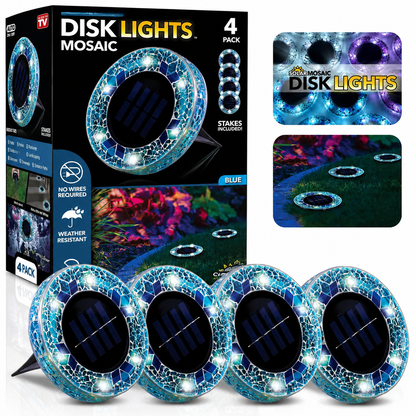 Solar Stained Glass Mosaic Disk Lights for Outdoor Pathways