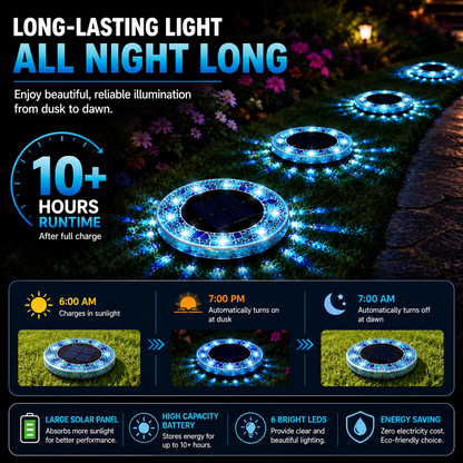 Solar Stained Glass Mosaic Disk Lights for Outdoor Pathways