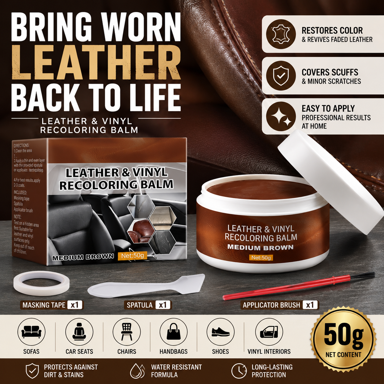 💞 Leather Repair Paste – Fills scratches & scuffs, restores texture. Available in multiple colours. Save your favourite sofa! 💺🛡️