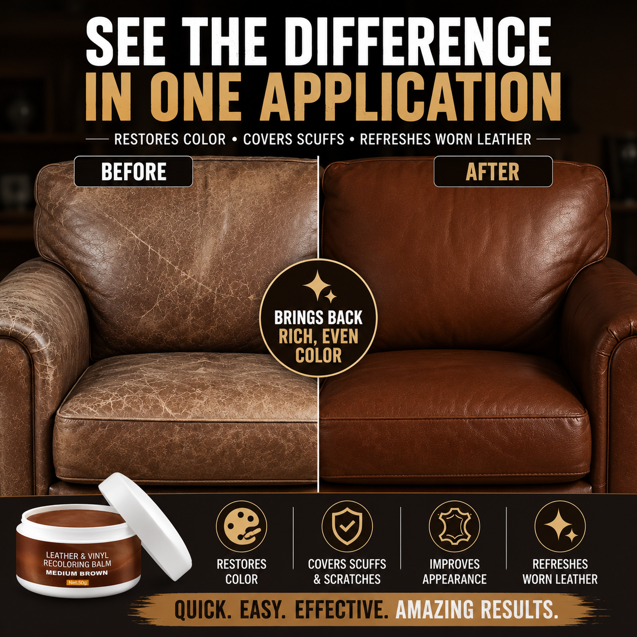 💞 Leather Repair Paste – Fills scratches & scuffs, restores texture. Available in multiple colours. Save your favourite sofa! 💺🛡️