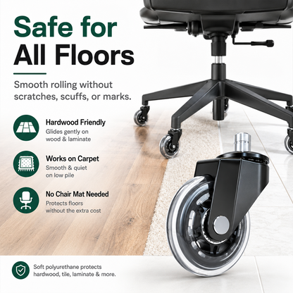 🛼 Premium Inline-Style Office Chair Wheels – Universal Fit • Easy Install • Set of 5