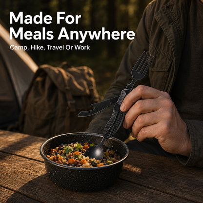 🏕️ Compact 3-in-1 Camping Flatware – Foldable Fork, Spoon & Knife for Travel