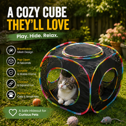 🐾 Foldable Cat Play Cube – A Cozy Hideout for Curious Cats