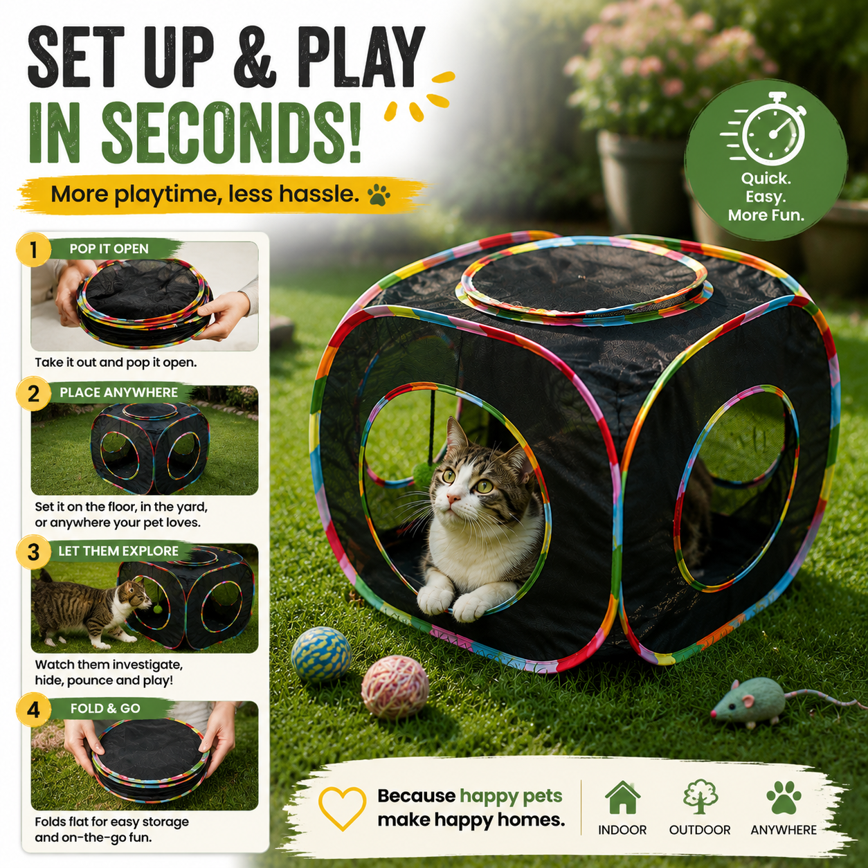 🐾 Foldable Cat Play Cube – A Cozy Hideout for Curious Cats