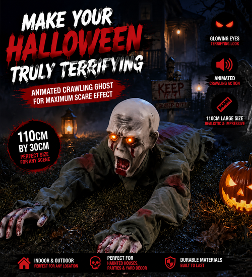 🎃 Creepy Crawling Ghost With Glowing Eyes – The Ultimate Halloween Yard Decoration