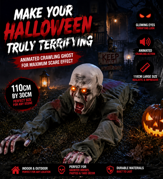 👻 Creepy Crawling Ghost With Glowing Eyes – The Ultimate Halloween Yard Decoration