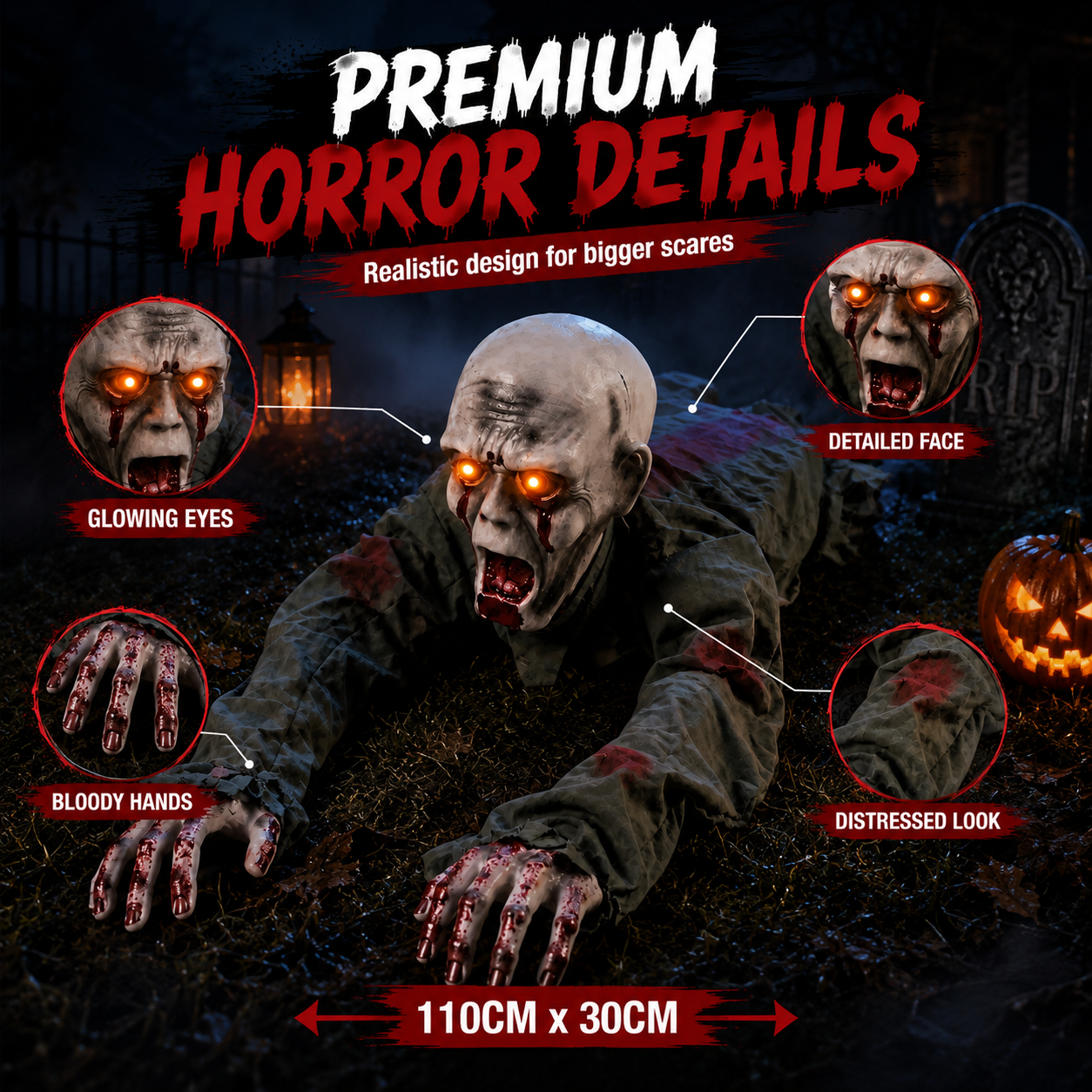 🎃 Creepy Crawling Ghost With Glowing Eyes – The Ultimate Halloween Yard Decoration