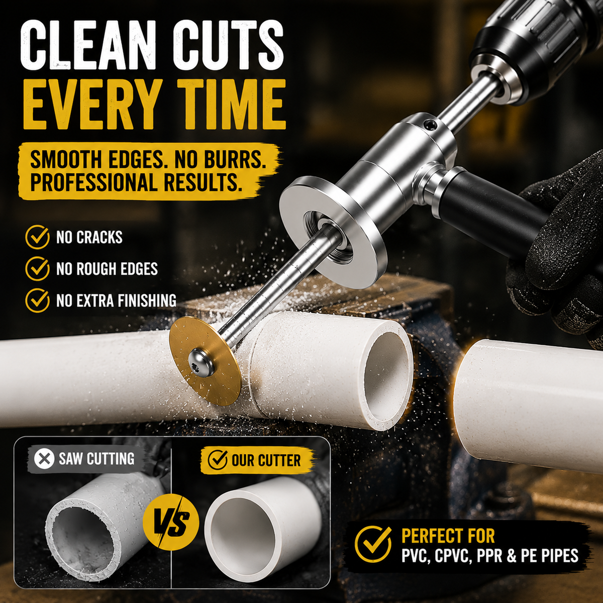 🔧 PVC Pipe Cutter Ratchet Tool – Heavy Duty Quick Cut Plumbing Tool for PVC, PPR & PE Pipes