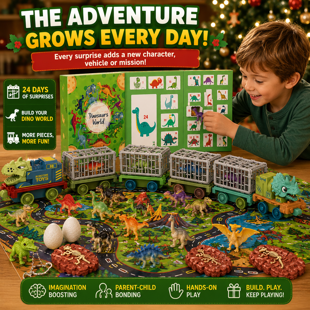 24-Day Dinosaur Train Advent Calendar with Pull-Back Cars & Play Map