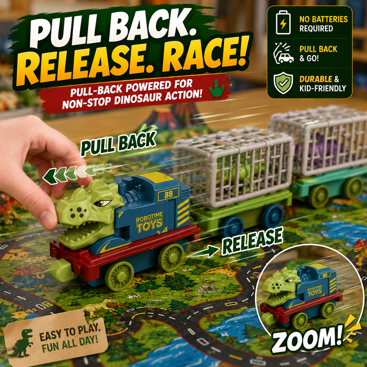 24-Day Dinosaur Train Advent Calendar with Pull-Back Cars & Play Map