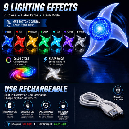 Spinning RGB Shuriken Light with 9 Lighting Effects