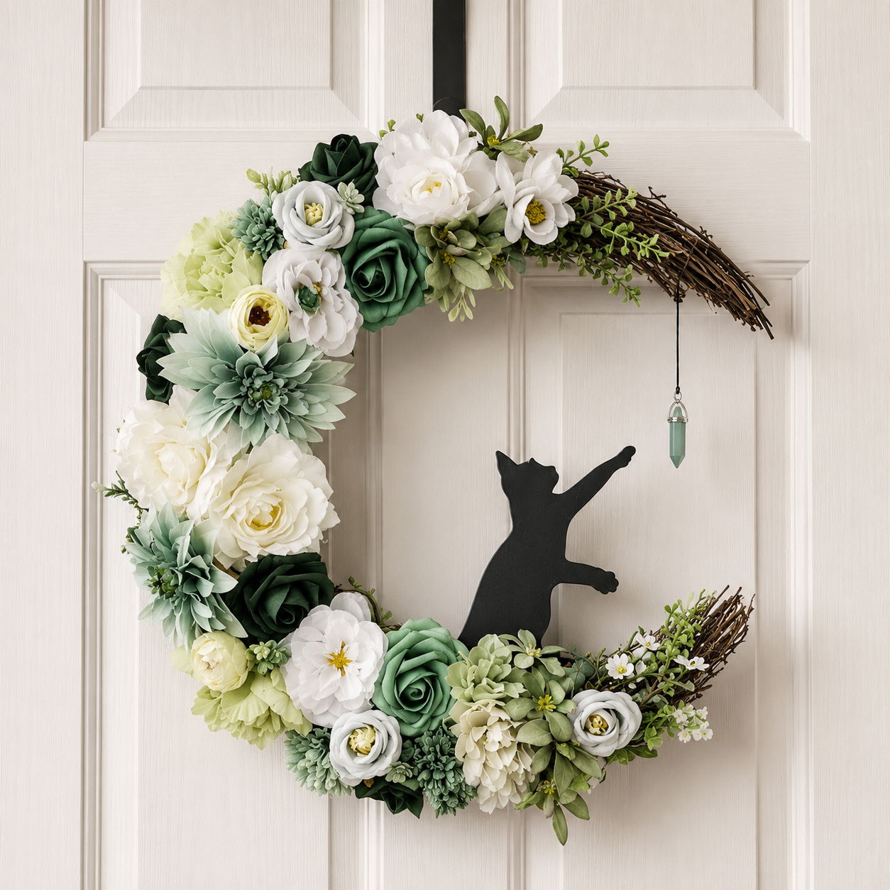 ✨Last Day 50% OFF - Handmade Halloween Cat Wreath🐈‍⬛🌙