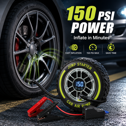 🚗Inflate • Jump Start • Light • Go-4-in-1 Portable Tire Inflator & Jump Starter