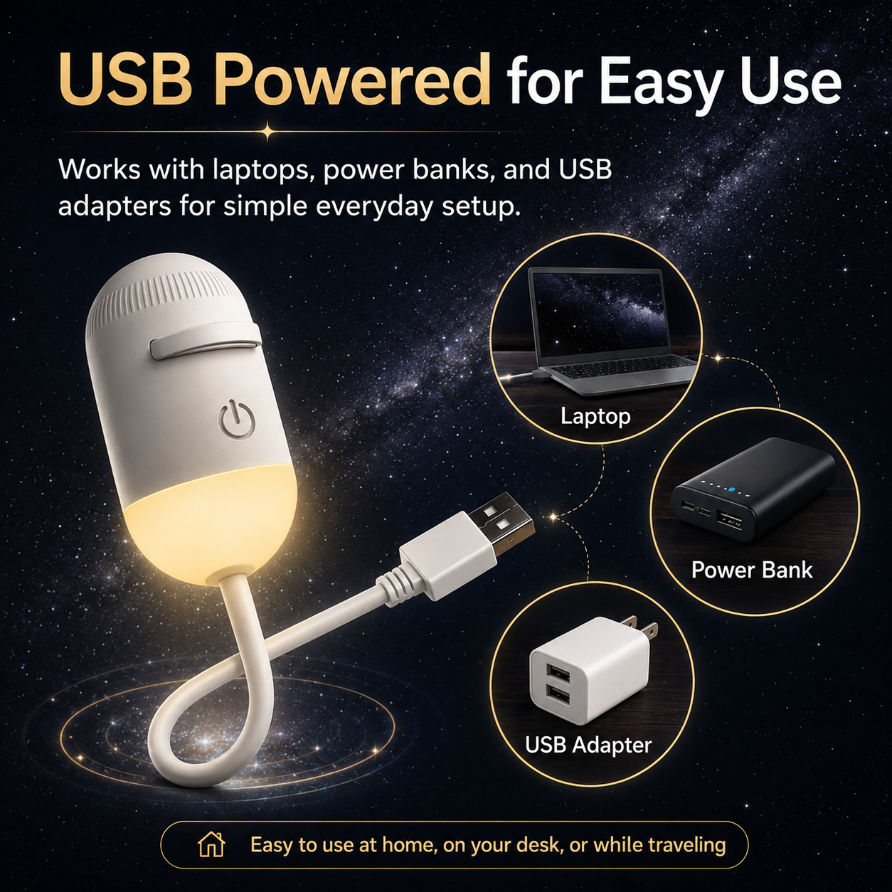 🌌2-in-1 Projector & Warm Night Light – USB Starry Sky Lamp
