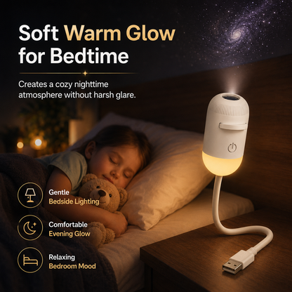 🌌2-in-1 Projector & Warm Night Light – USB Starry Sky Lamp
