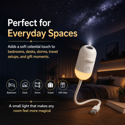 🌌2-in-1 Projector & Warm Night Light – USB Starry Sky Lamp