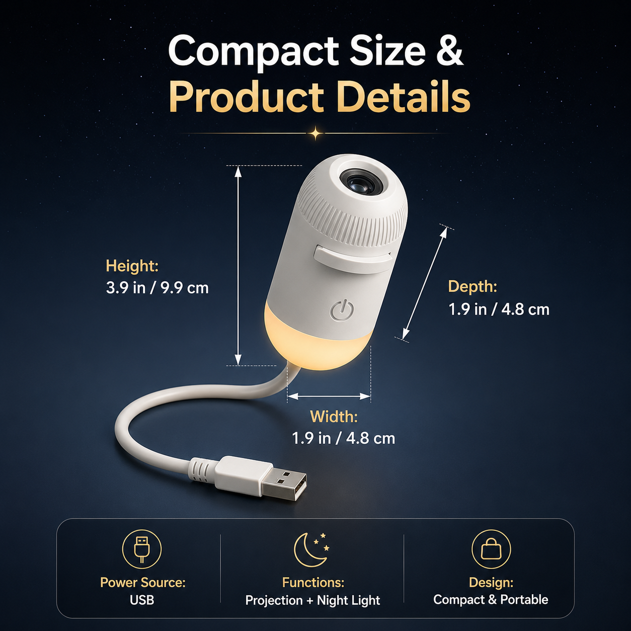 🌌2-in-1 Projector & Warm Night Light – USB Starry Sky Lamp