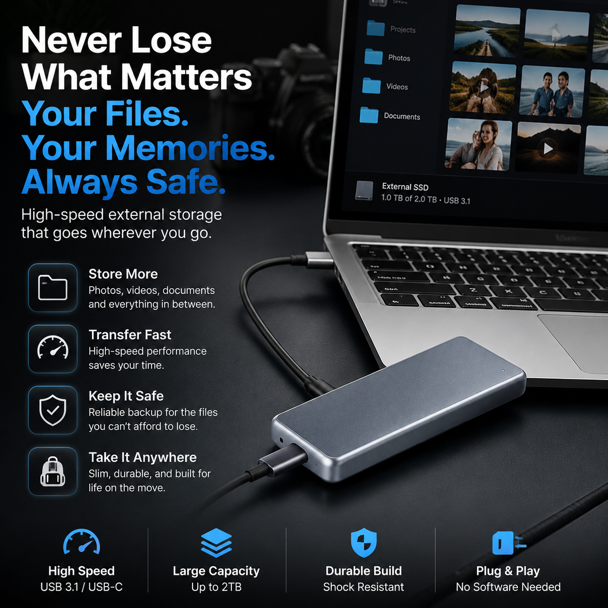 🔥 LAST DAY 49% OFF-Portable External SSD – Protect Your Photos, Videos & Important Files