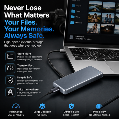 🔥 LAST DAY 49% OFF-Portable External SSD – Protect Your Photos, Videos & Important Files