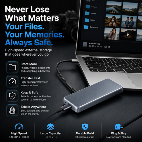 🔥 LAST DAY 49% OFF-Portable External SSD – Protect Your Photos, Videos & Important Files