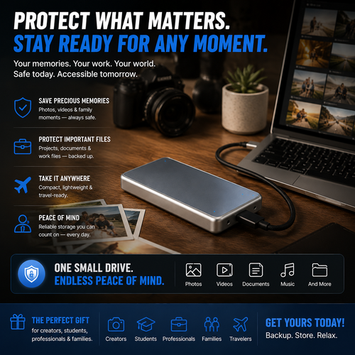 🔥 LAST DAY 50% OFF-Portable External SSD – Protect Your Photos, Videos & Important Files✨