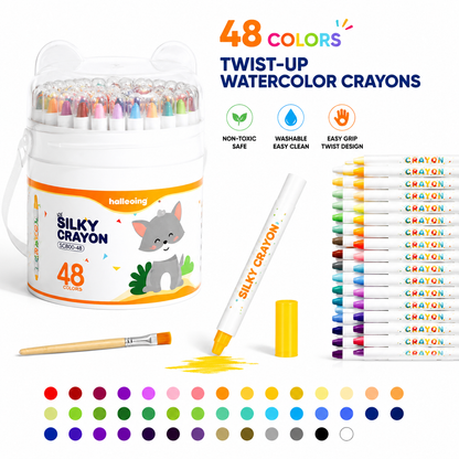 48 Color Twist Crayons for Kids | Non-Toxic Washable Silky Crayon Set