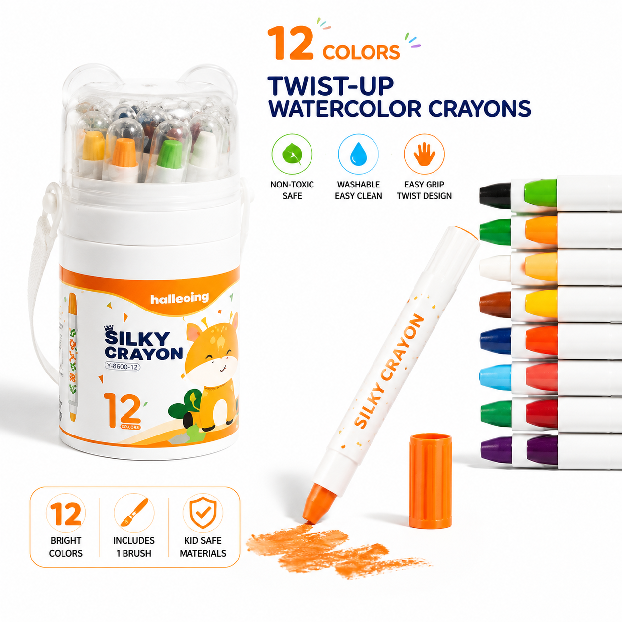 48 Color Twist Crayons for Kids | Non-Toxic Washable Silky Crayon Set