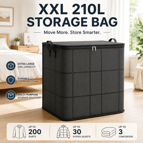🔥 Hot sell! 🏠 XXL 210L Storage Bag – Large Capacity Moving & Closet Organizer for Quilts, Bedding & Sweaters.