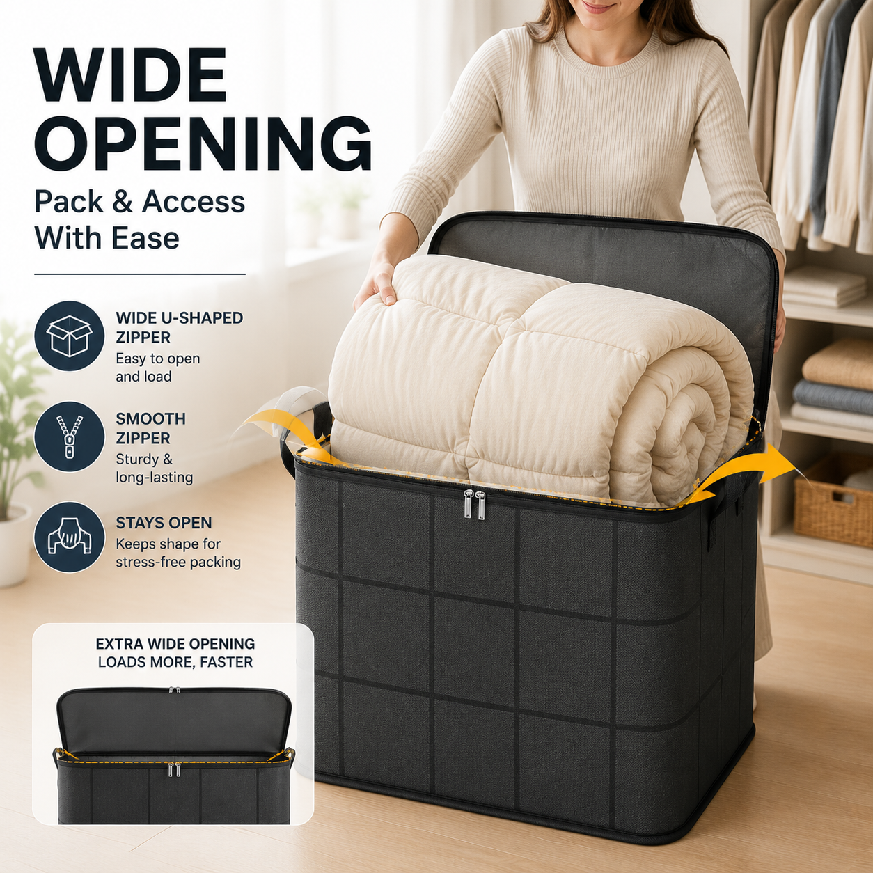 🔥 Hot sell! 🏠 XXL 210L Storage Bag – Large Capacity Moving & Closet Organizer for Quilts, Bedding & Sweaters.