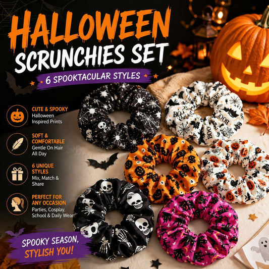 6-Piece Halloween Scrunchies Set – Spooky & Cute