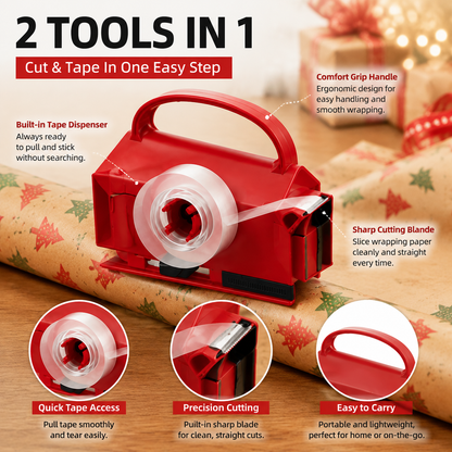 🎁2-in-1 Wrapping PaperCutter & Tape Dispenser -Faster Gift Wrapping Tool