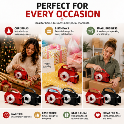 🎁✂️ 2-in-1 Wrapping Paper Cutter & Tape Dispenser – Faster Gift Wrapping Tool🎄