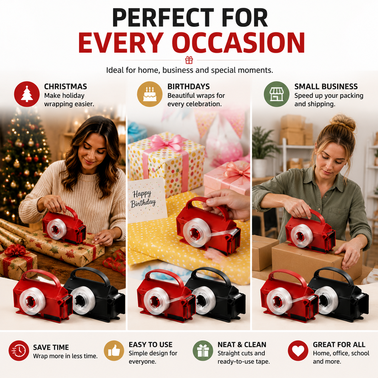🎁2-in-1 Wrapping PaperCutter & Tape Dispenser -Faster Gift Wrapping Tool