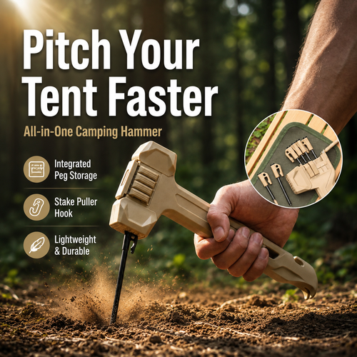 🔨⛺The All-in-One Camping Hammer with 8 Stakes