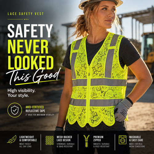 💚 Lace Safety Vest | Stylish Hi-Vis Workwear