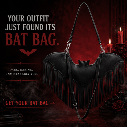 🦇 Bat Wing Fringe Shoulder Bag-Gothic Statement Purse✨