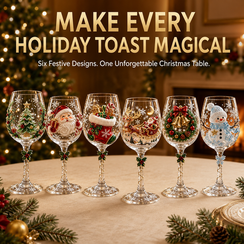 🍷3D Christmas Collectible Stemmed Glass – 6 Festive Designs